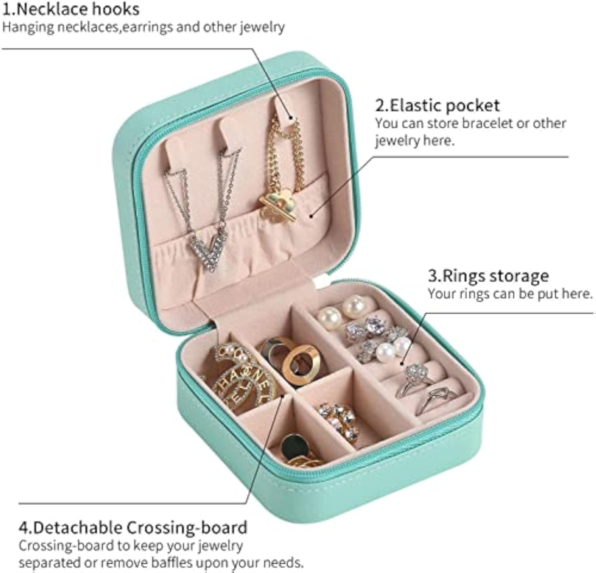 2pc PU Leather Zipper Jewellery Organiser Set, Portable Gift