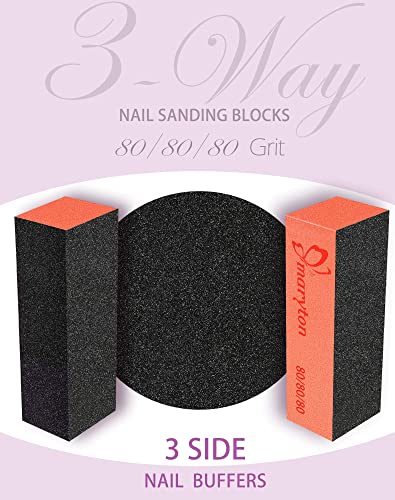 Maryton Nail Sanding Blocks, 80/80 Grit Nail Buffer Files for Acrylic Nails Kit Manicure Tool 10 PCS (Black Orange) - Thumbnail 2