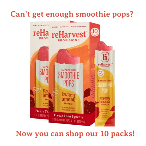 Re-Harvest Provisions Smoothie Pops | Raspberry Lemonade 5 Pack | Frozen Fruit + Vegetables + Superfoods | Dairy-Free, Vegan, Gluten-Free, No Sugar Added | Eco-Friendly And Zero Waste | 1.6Oz Each #TOP7