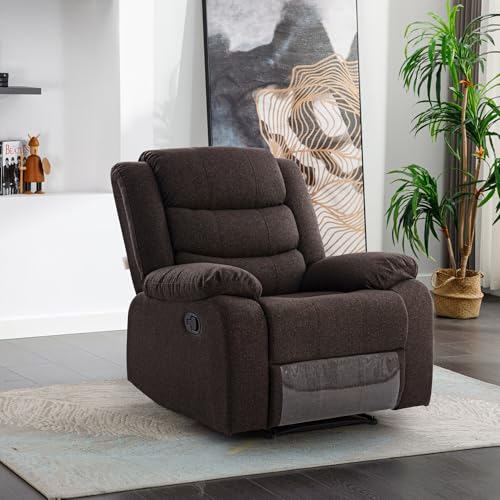 Image of Urban living - Illinois Single Seater Fabric Manual Recliner | 1 Seater Sofa | Single Sofa Recliner | 1 Seater Chair Sofa | 1 Year Warranty | Dark Brown
