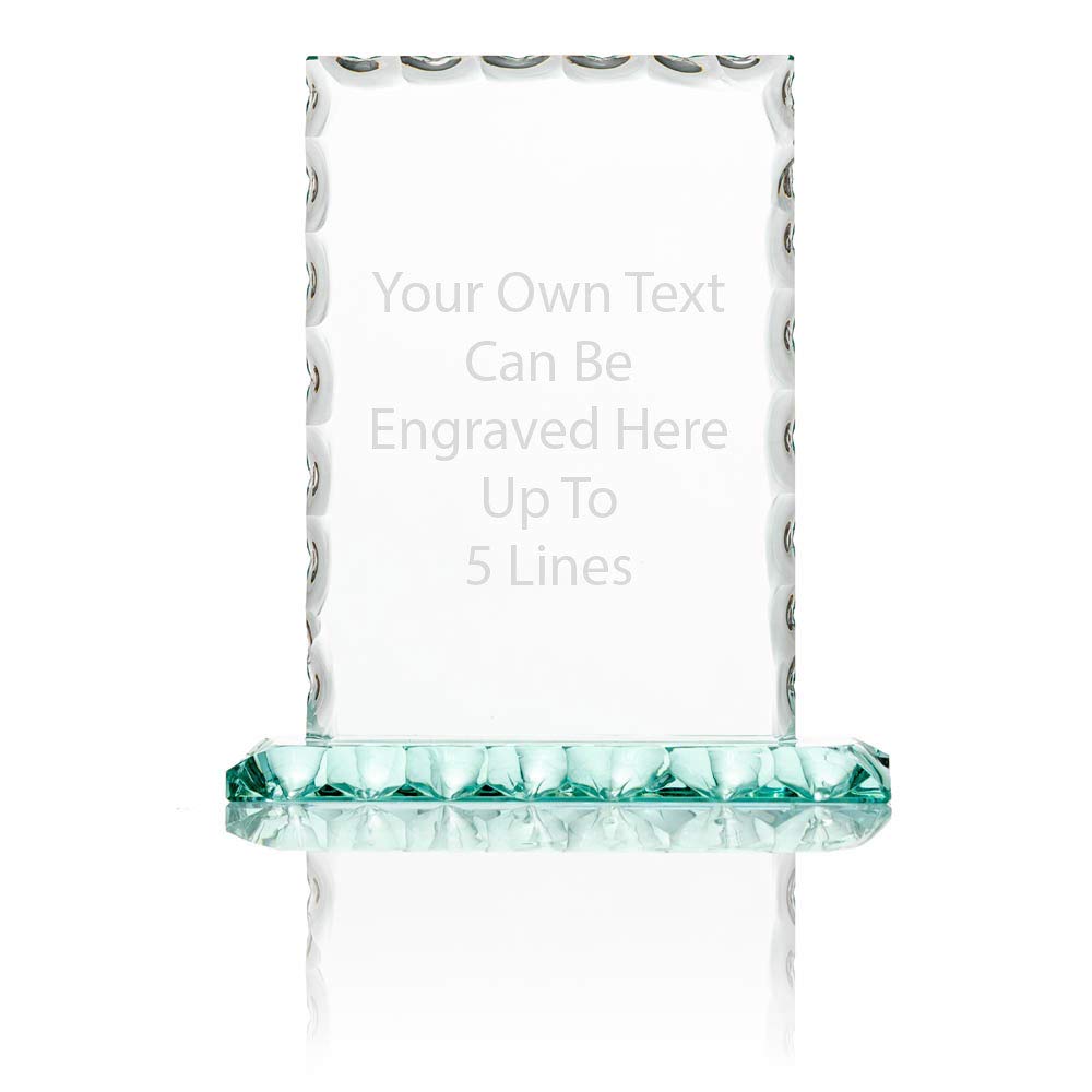 Personalised Decorative Edge Rectangular Glass Trophy/Award, Engrave with Your Custom Text, Custom Award for Employee of the Month, Retirement, Leadership and Appreciation