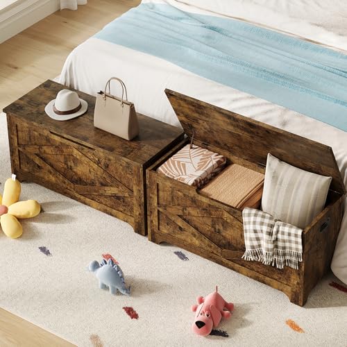 GAOMON Storage Chest, Wooden Toy Storage Bench, Modern Style Lift-Top Toy Chest with Safety Hinge for Entryway, Bedroom, Living Room, Supports 300 Lb and Easy Assembly