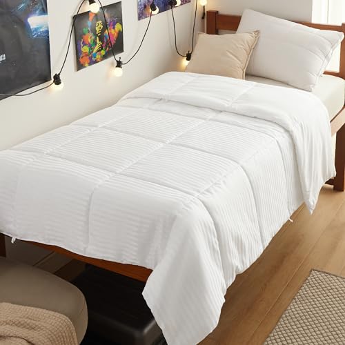 Image of Bedsure Duvet Insert Twin XL Size - Lightweight Comforter, Quilted Cooling Duvet Insert, Down Alternative Summer Comforter with 8 Tabs, College Dorm Essentials, Machine Washable, White, 68x92 inches