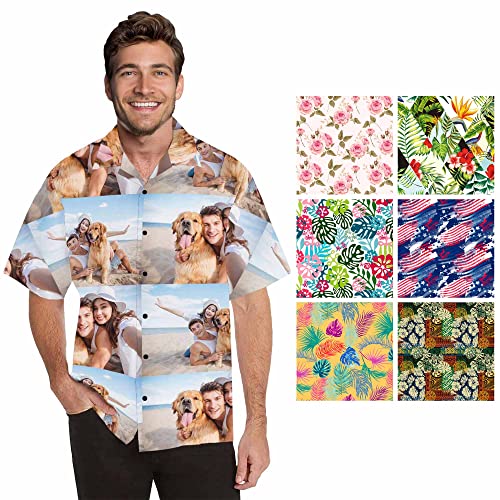 Custom Funny Hawaiian Shirt with Face for Men Personalized Dog Dad Photo Floral Fruit Summer Hawaii Beach Tshirts