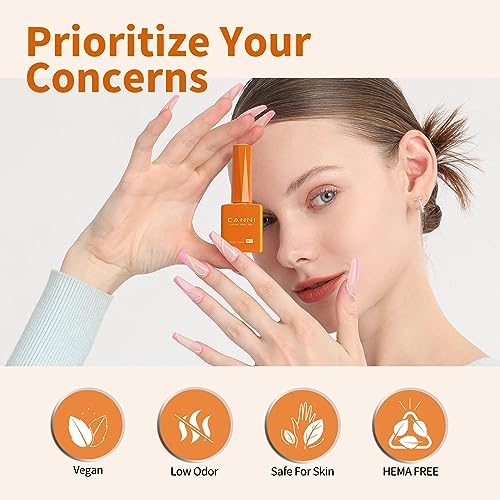 Image of CANNI Bright Orange Gel Nail Polish, 1Pcs Orange Gel Polish Color High Gloss Soak Off U V Nail Manicure Salon DIY