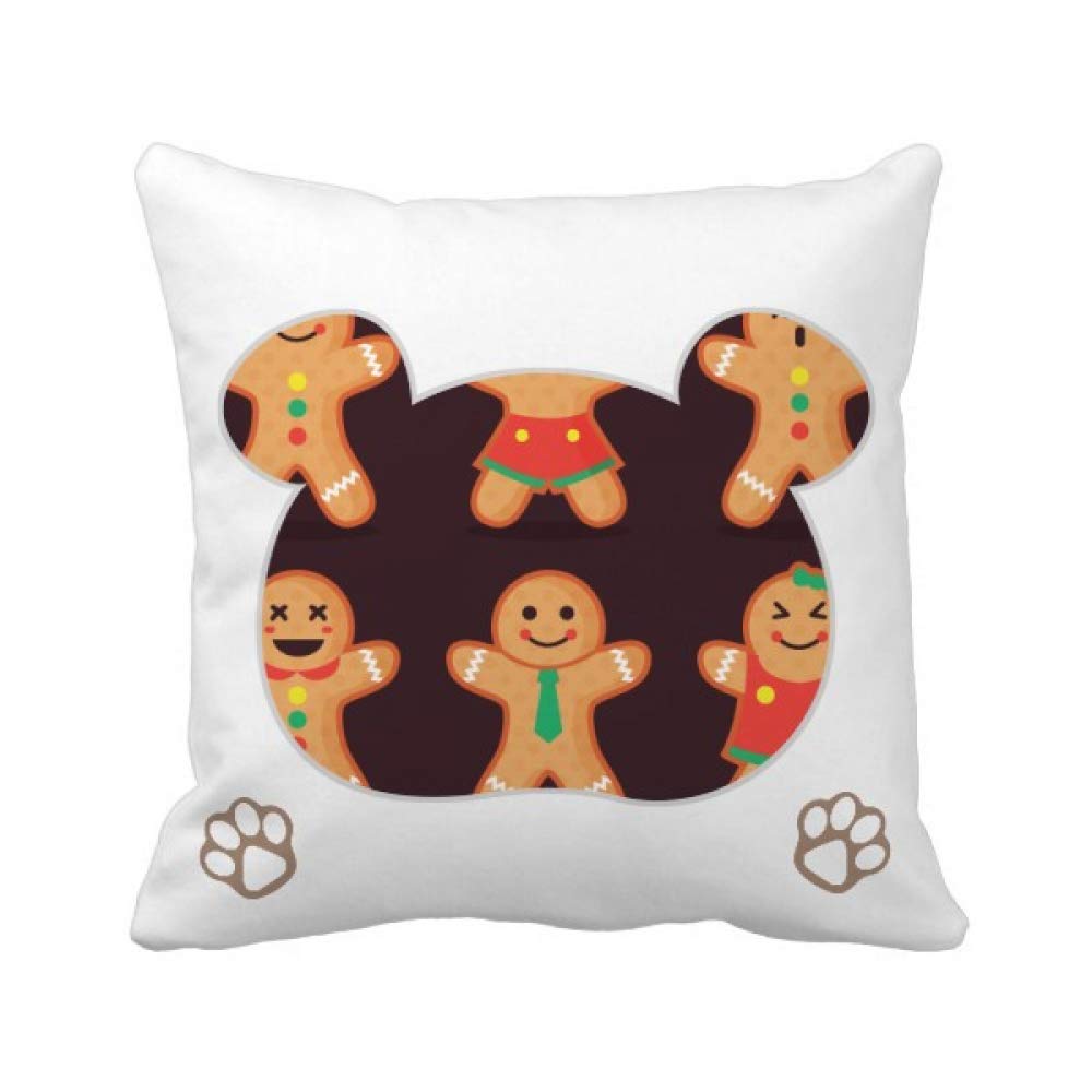 Housse de coussin ours de Noël pain d'épices carrée canapé et lit enfant