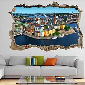 Muurstickers 3D Spiegelweergave Doorbreken De Muur Vinyl Muurstickers Verwijderbare DIY Vinyl Muurstickers Uitzicht op…