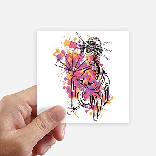 Autocollant carré japonais Geisha pour décoration moto mur et pc portable 10cm - 2