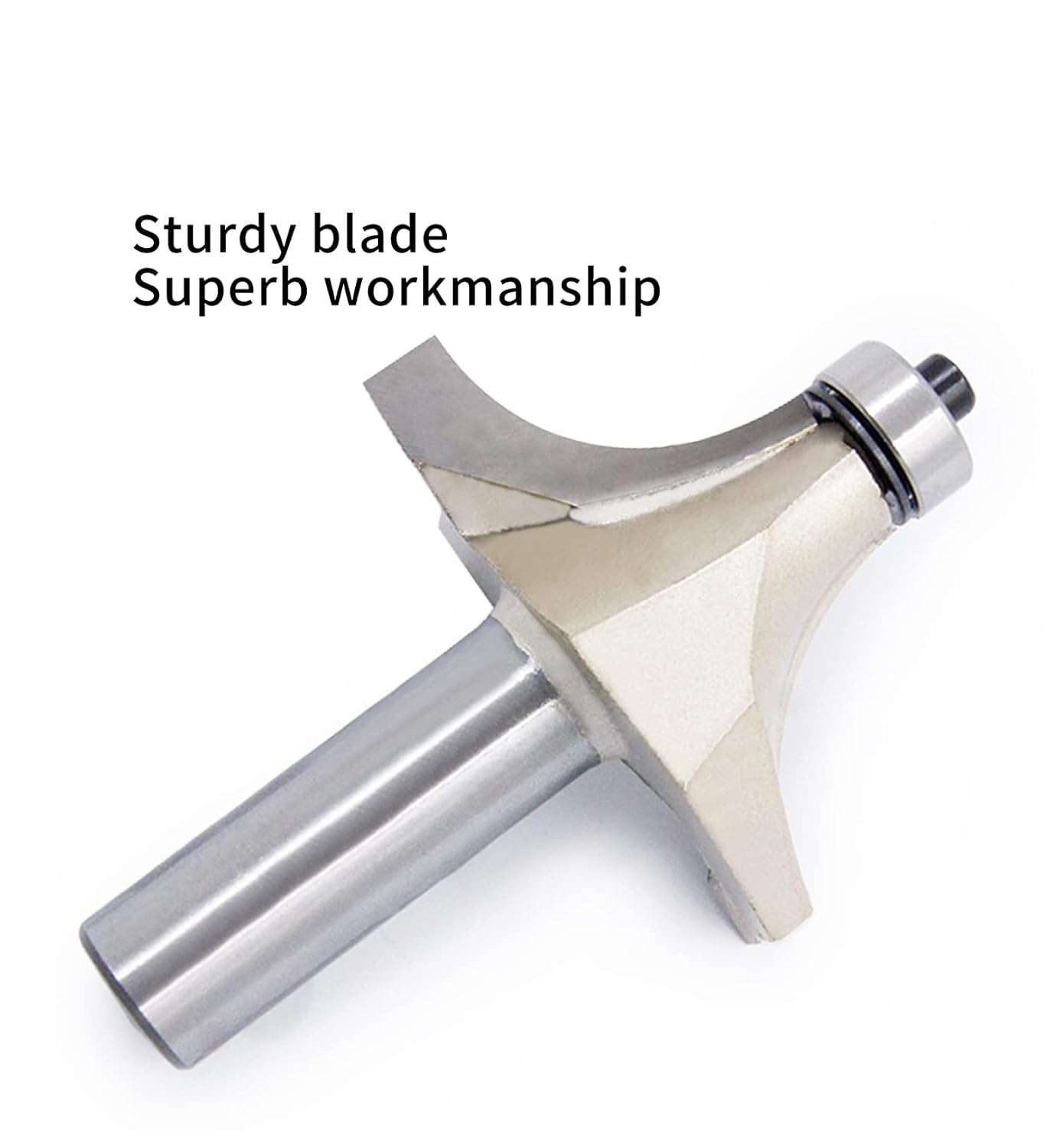 Round Over Edging Router Bit Double Flute Solid Surface Lower Ball Radius Bearing Guide Carbide Tipped Corner Round Corner Rounding Router Bit Woodworking Tools (1/2x1-1/2, 1/2" Shank)