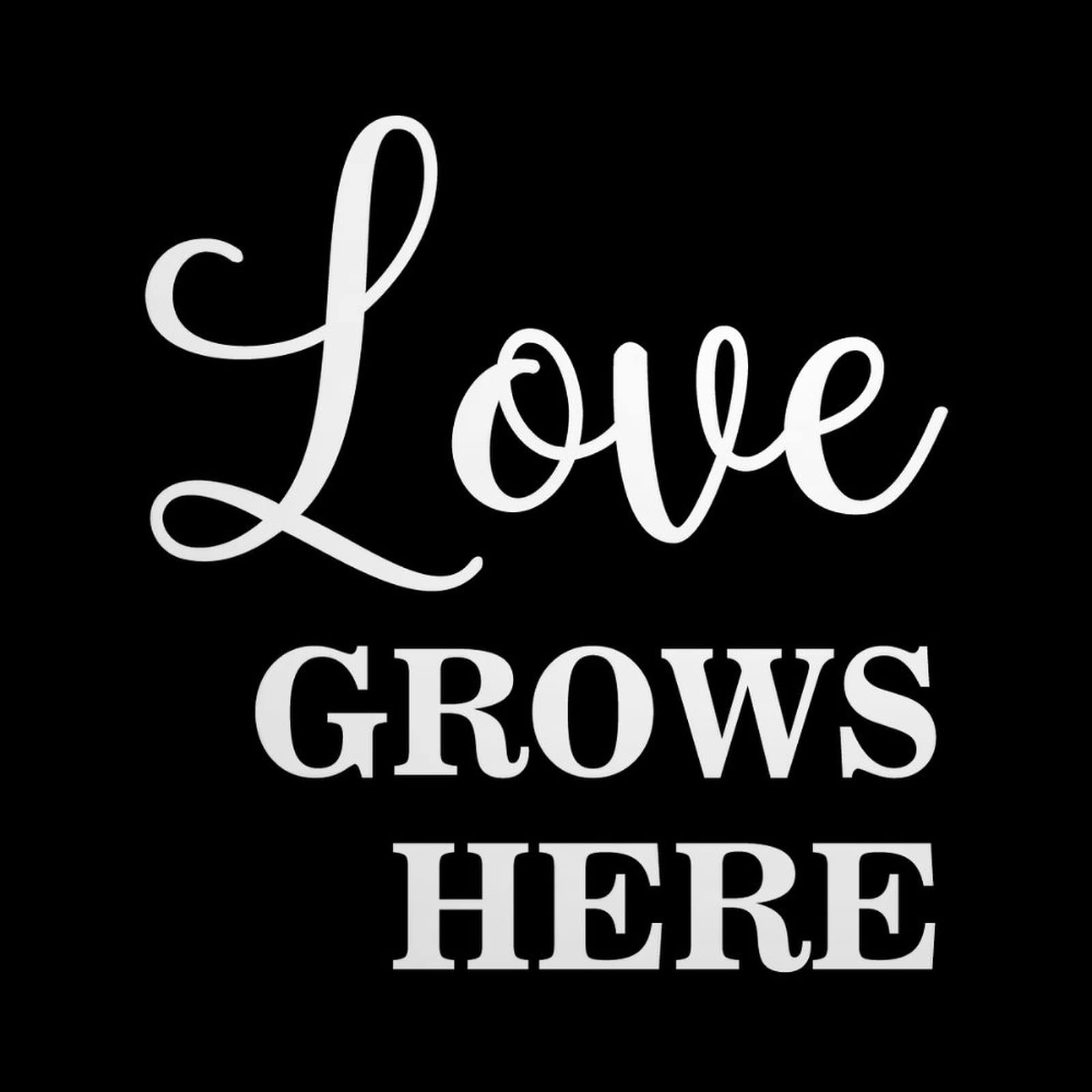 Autocollant mural amovible sans trace Love Grows Here en vinyle pour murs de salon
