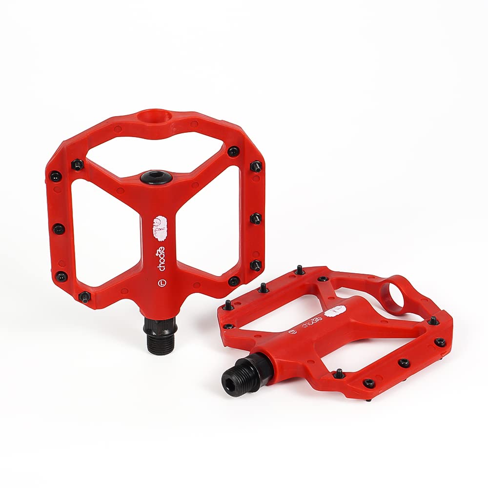 JIASHUNHE Bike Pedals Bicycle Pedals 9/16" BMX Mountain Bike Foot Pedal Nylon For MTB Road Non-slip(Nylon Red)