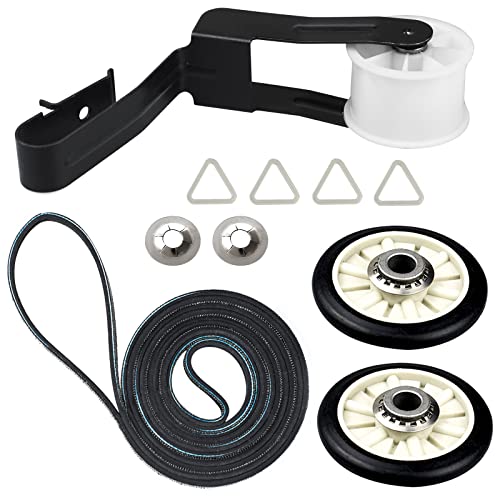 4392065 Dryer Repair Kit with 349241T Drum Roller Kit, 691366 Idler Pulley and 341241 Belt by Techecook - Replacement for Whirlpool & Kenmore Dryers - Replaces 587636 AP3098345 wed4815ew1 ned4655ew1