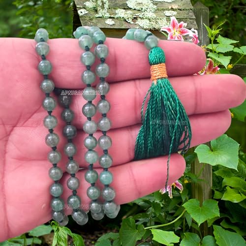 Image of Apnisanskriti Premium Green Aventurine Stone Mala for Men and Women (6mm, AAA Quality, Lab Certified, 108+1) - Natural Stone Beads Mala - Pack of 1
