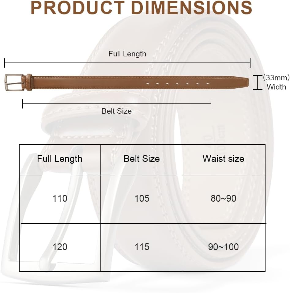 Aolso Leather Belts for Men, Mens Belt Leather, Double Stitched, Fashion Designs for Business Dress and Casual Jeans image 2