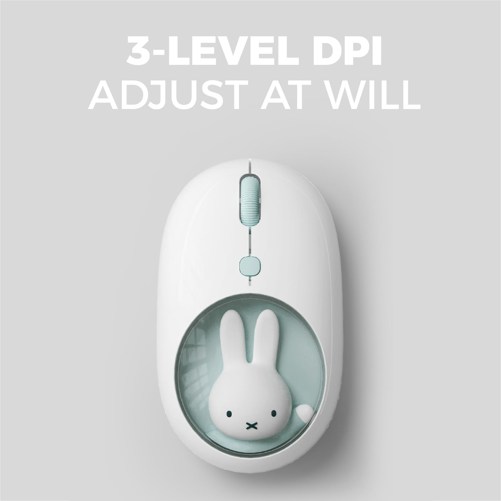 MiPow x Miffy Ratón inalámbrico Bluetooth, pequeño ratón portátil, adecuado para portátiles, tabletas, etc., seguimiento sin problemas, compatible con PC y Mac, Windows y macOS, azul