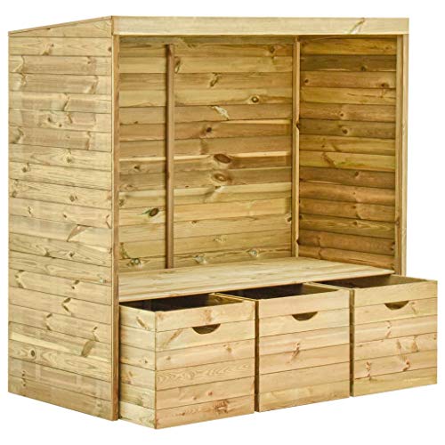 Festnight Gartenlaube-Bank mit 3 Schubladen 170 x 80 x 169 cm Massivholz Kiefer Gartenlaube Bank Rustikal Gartenbank… – Bild 3