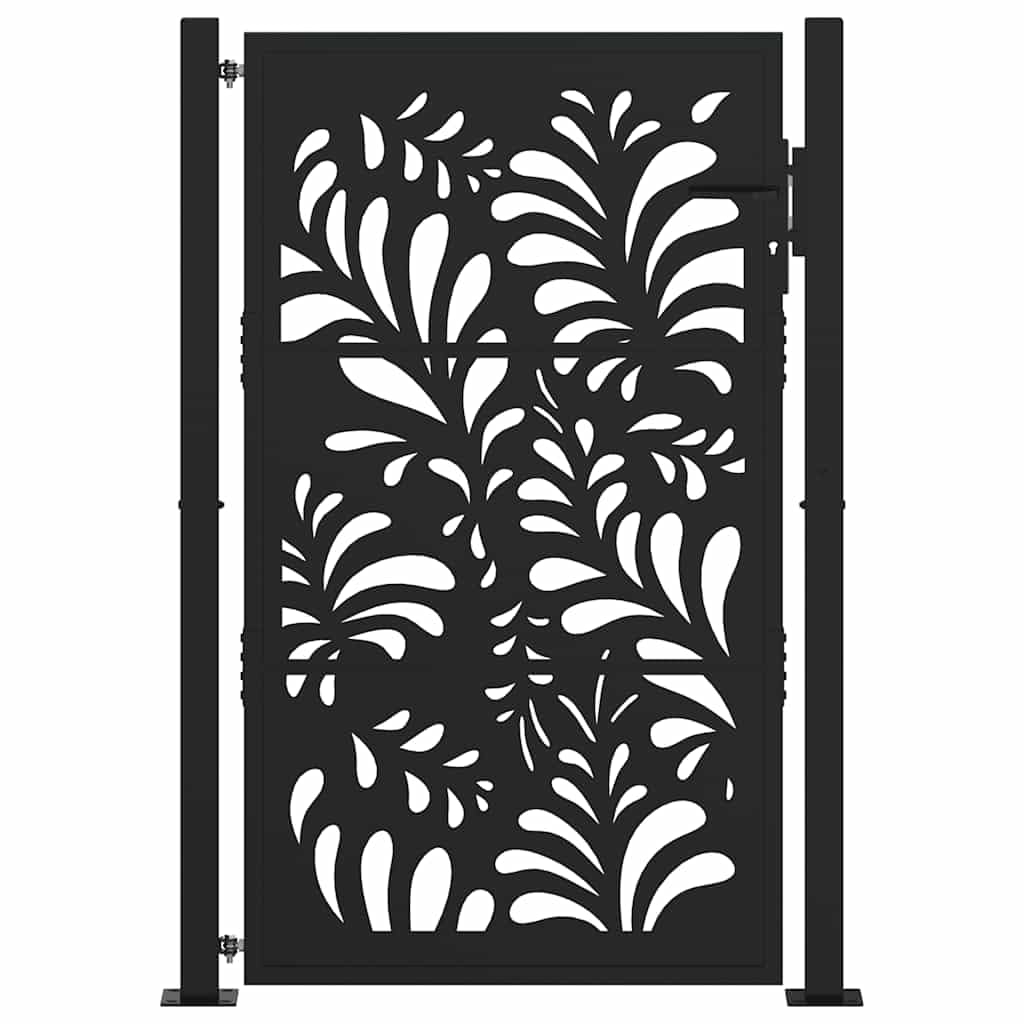 Metalowa brama ogrodowa, 100 x 150 cm, z zamkiem i kluczami, malowana proszkowo stalowa brama wejściowa, falista konstrukcja, do ogrodu i działki