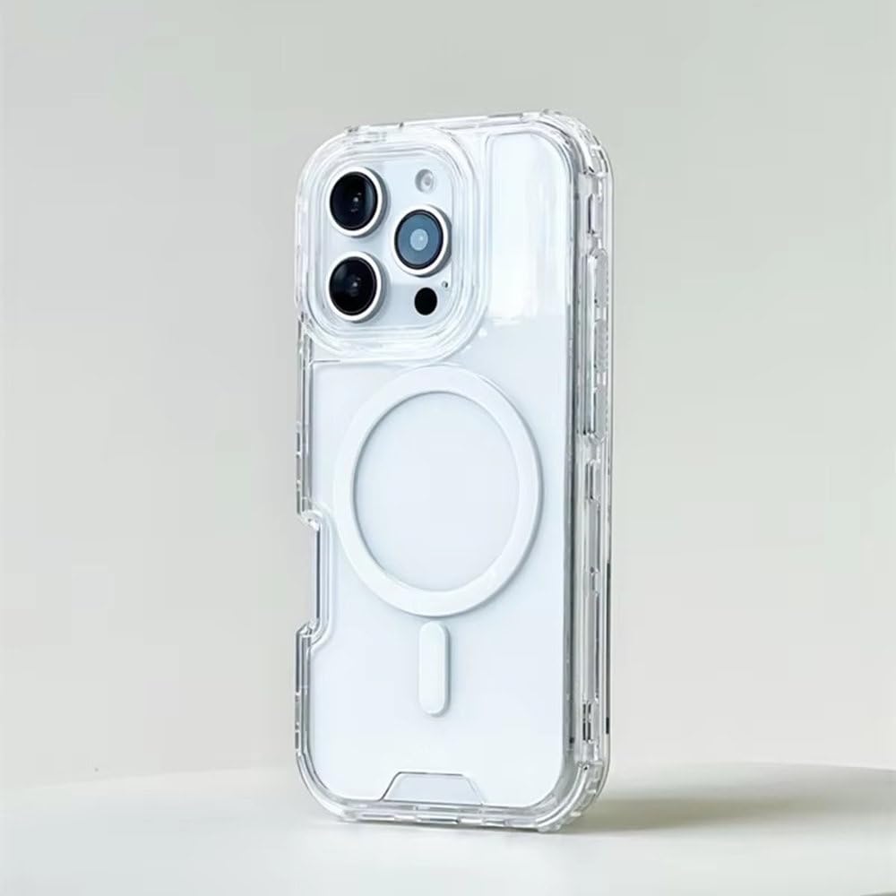 Custodia antiurto per telefono con paraurti color neon per iPhone 16, 16pro max, 14, 15 Pro, 13, 11, 12, custodia trasparente con ricarica wireless, trasparente, per iPhone 12 Pro Max