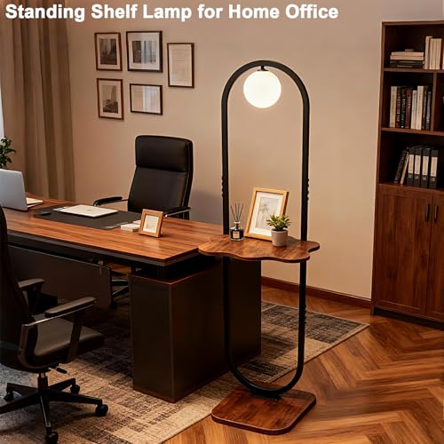Image of Lightdot 47-Inch Arch Floor Lamp, Modern Standing Lamp with Table, Black Metal Frame with Globe Shade, Living Room Bedroom Lighting, G9 LED Bulb Included for Sofa Beside /Corner Decor