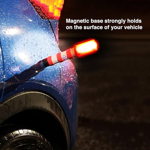 XTREME STP Emergency LED Road Flares, 3 Separate Lighting Modes: Flashing Red, Solid Red and White Flashlight, Visible From Up To A Mile, Foldable Stands/Built-In Magnet Sticks To Car - Image 8