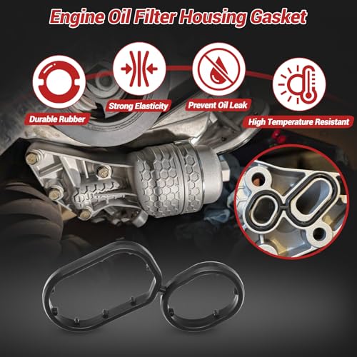 Image of Leak-Proof Engine Oil Filter Housing Gasket | Premium Rubber Sealing | Fits Kia Cadenza, Sedona, Sorento, Telluride & Hyundai Genesis G80, Palisade (3.3L, 3.8L) | OEM: 26345-3LAA0