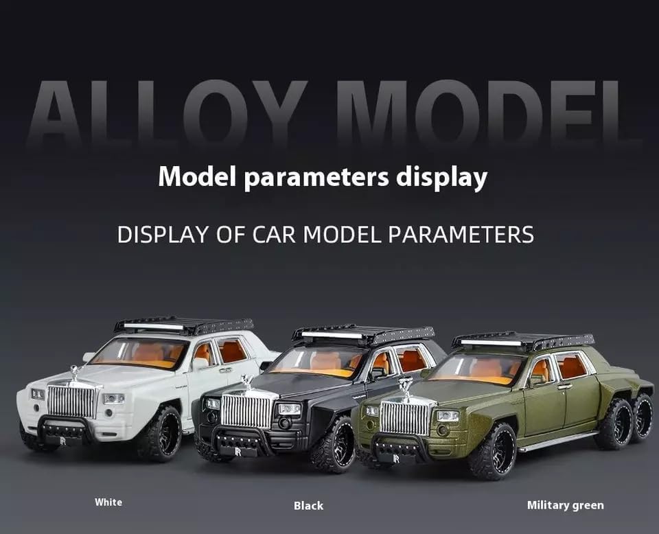 Image of 1:32 6x6 Alloy Pickup Diecast Model Car - Sound & Light Gift,Rolls-Royce Phantom Model Car 1:32 Scale Toy Cars Diecast Vehicle Boy Kid Gifts, (1:32 Rolls-Royce Phantom 6x6 -Military)