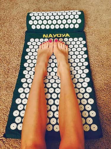 Nayoya Neck And Back Pain Relief - Acupressure Mat And Neck Pillow Set - Relieves Stress And Sciatic Pain For Optimal Health And Wellness - Comes In A Carry Box With Handle For Storage And Travel #TOP3