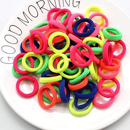 LYDZTION 100pcs/Set Hair Ties,Colorful Nylon Small Elastic Hair Bands for Ponytail Holder Rubber Bands Headband Hair Accessories with Storage Bag,Color