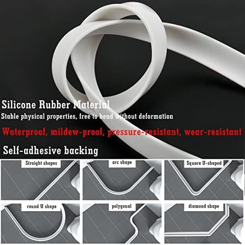 DODUOS 2M/78inch Silicone Wet Room Floor Barrier, L Shape Shower Threshold Water Barrier, 3cm High Shower Sealing Strip Bathroom Water Dam, Sink Bathtub Retaining Strip for Wet and Dry Separation