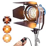APPLICATION : Type compact fresnel tungstène, haute efficacité lumineuse, 3200K, 230V. Spot mode : 1m: 16200lx| 2m: 4050lx | 3m: 1800lx. Flood mode: 1m: 5220lx | 2m: 1300lx | 3m: 580lx. Ce fresnel spotlight 500W est parfait pour film, caméra, commercial, spécial TV, youtube, interviews, théâtres même à presque toutes les applications photographiques où la qualité des images requises. Si vous avez besoin, vous pourriez changer les couleurs avec gelatines de couleur: B00MWWRQJC.