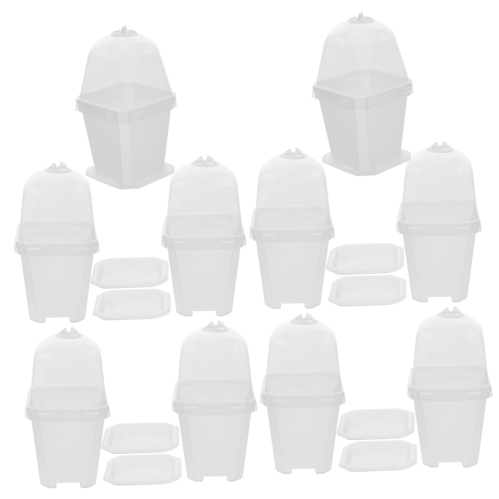 Happyyami 10 Piezas Macetas de Plástico con Tapa y Drenaje Contenedores para Jardín Macetas Transparentes para y Verduras