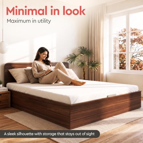 Image of Interio by Godrej Juno King Size Wooden Bed with Box Storage