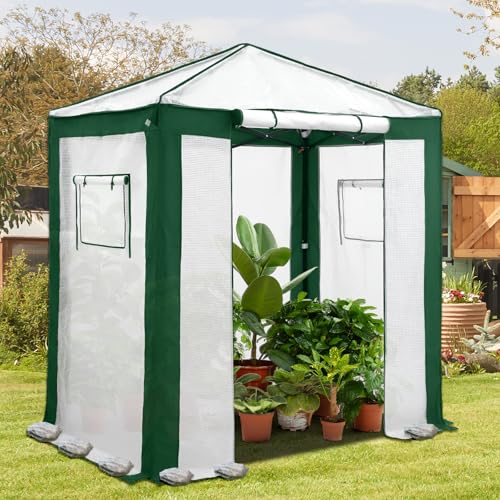 Image of EAGLE PEAK 6x4 Walk in Pop Up Greenhouse, Green /White