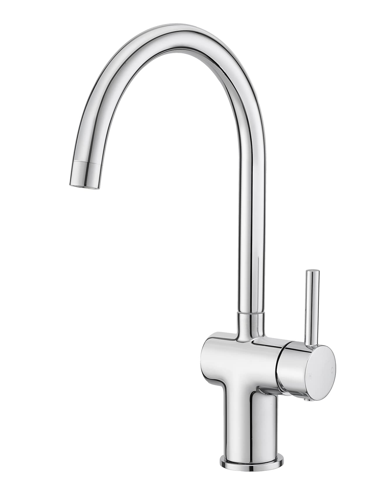 Bathwest Silver Bar Tap, Brass Kitchen Sink Tap,Single Lever Chrome 360° Swivel Swan Neck Classic Kitchen Tap 006