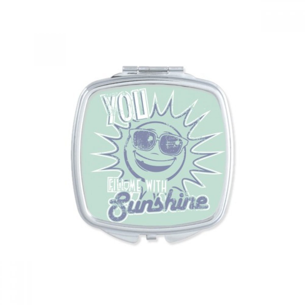 Miroir de poche carré DIYthinker avec verre soleil bleu pour retouches maquillage faciles