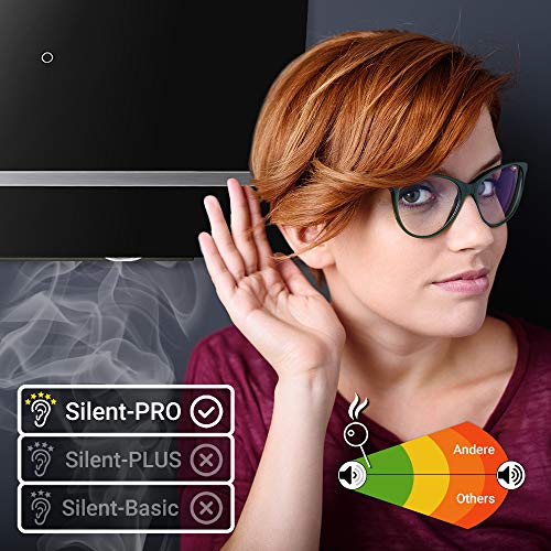 Afzuigkap 80 cm/Muur Afzuigkap met stahoogte/roestvrij staal/zwart glas/automatische uitschakeling/Aanraakbediening… - Image 4