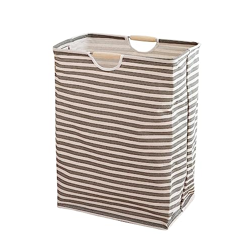 House of Quirk 52 Litre Linen Cotton Collapsible Laundry Basket F...