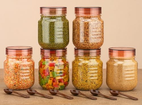 Image of HAPPI Multipurpose Unbreakable Plastic Transparent Storage Containers For Kitchen Airtight Masala Box Dabba Spice, Cereal, Dry Fruits Spice Box 750 Ml With Spoons
