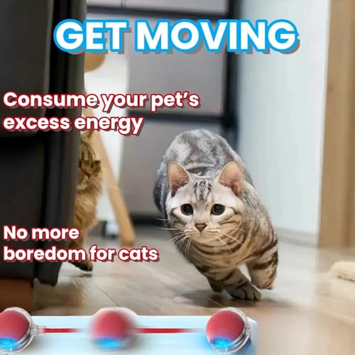 OYSMY Interactive Rolling Cat Ball, 2025 New Interactive Cat Toys Balls, Cat Toys for Bored Indoor Cats (Red)