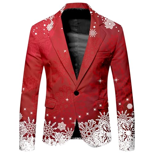 Christmas Men's Casual Blazer Xmas Graphic Print Long Sleeve Sports Coats One Button Business Suit Jacket with Pocket3