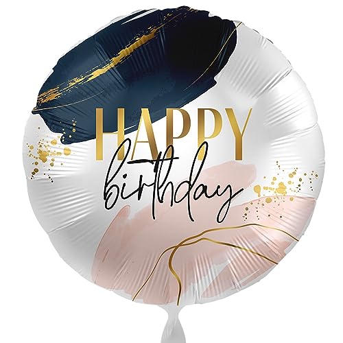 Eleganter Folienballon Happy Birthday Ballon Geburtstag Deko modern Luftballon Geburtstag, Helium geeignet, Made in EU