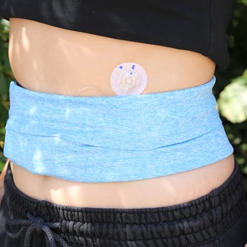 Diasticker® - Bauchgurt für Insulinpumpen, CGM-Lesegeräte - Light Blue Größe M (75-95 cm), Kompatibel mit Tandem t:slim, Ypsopump, Medtronic Minimed & mehr