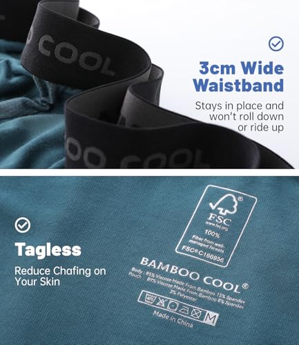 BAMBOO COOL Men's Cooling Trunks with U-Mesh Vent - Breathable Viscose, Tag-Free, Anti Ride-Up Underwear for Men2