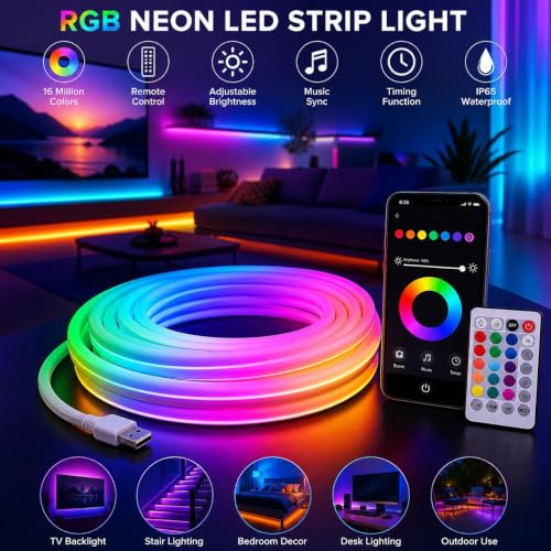 LED Neon RGB Magic Strip Light 5M USB Powered with App and Remote Control - Image 8