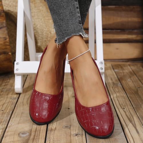 Women's Ballet Flats Business Office Work Dress Shoes Low Wedge Round Toe Slip-Ons Comfortable Dressy Casual Flats for Women4
