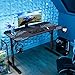 Furmax Height Adjustable Gaming Desk Gamer Table T Shaped with Carbon Fiber Surface Computer PC Desk with Full Covered Mouse Pad, Cup Holder & Headphone Hook, Black (47 Inch)