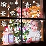 Sinceroduct Christmas Stickers Christmas Decorations Window Clings Decal,108 Piece White Snowflake Decorations,Christmas Window Stickers for Kids,Wedding Birthday Holiday Party Decorations