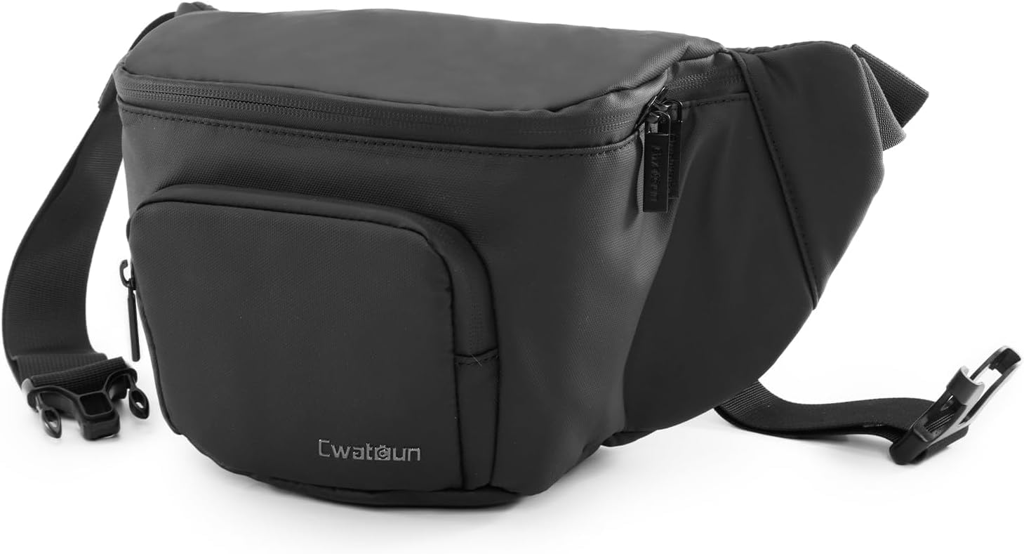 Cwatcun Sac pour Appareil Photo DSLR, Sac Photo SLR, Sac à bandoulière pour Appareil Photo, Sac de Ceinture pour Appareil Photo résistant à l'eau, Sac à bandoulière pour photographes,Noir,S
