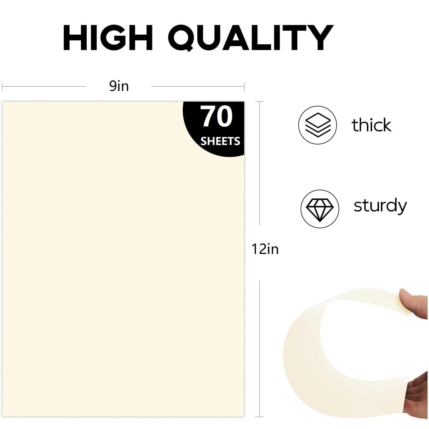 9”x 12” Cream Art Drawing Paper for Painting Construction Bulk 80gsm Craft Paper for Sketch Doodles Coloring (70 Sheets)