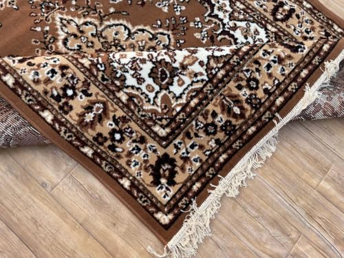 Image of TTC THREAD & TEXTURE CARPET Traditional Comfort: Power-Loomed Carpets for Living Room- Every Space Area Rug Color Gold Size 4x5.5 Feet (110x173cm)